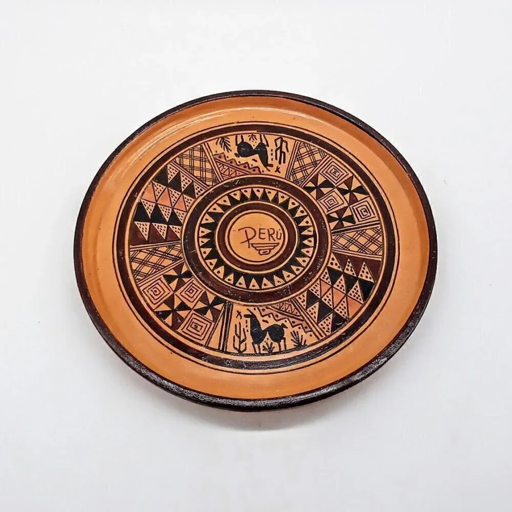 Vintage Peruvian Terra Cotta Chicha Jaguar Jug Serving Set